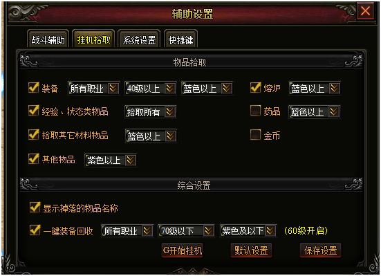 七杀挂机拾取设置